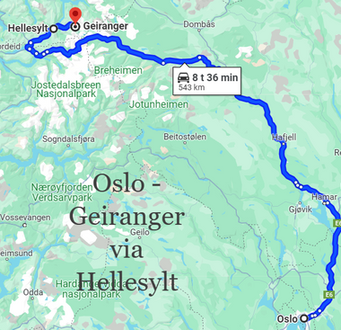 Oslo - Geiranger via Hellesylt